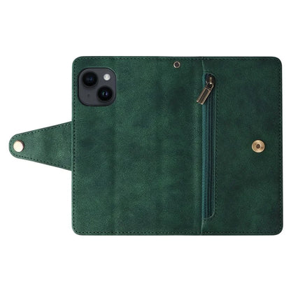 Rivet Decor Phone Case for iPhone 15 Wallet PU Leather Shell Stand Phone Cover