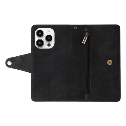 For iPhone 15 Pro Max Shockproof Phone Cover Rivet Decor PU Leather Case Stand Phone Shell Wallet