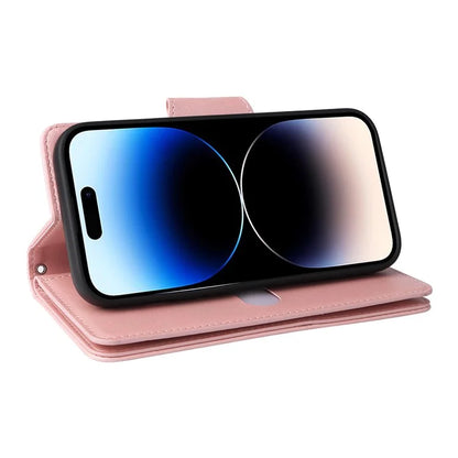 For iPhone 15 Pro Max Shockproof Phone Cover Rivet Decor PU Leather Case Stand Phone Shell Wallet