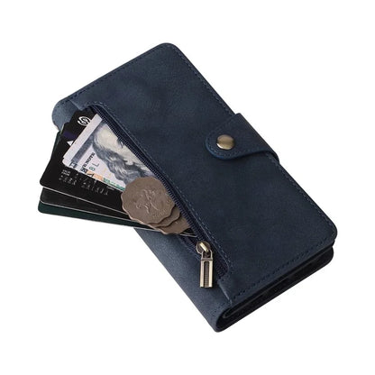 For iPhone 15 Pro Max Shockproof Phone Cover Rivet Decor PU Leather Case Stand Phone Shell Wallet