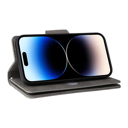 For iPhone 15 Pro Max Shockproof Phone Cover Rivet Decor PU Leather Case Stand Phone Shell Wallet