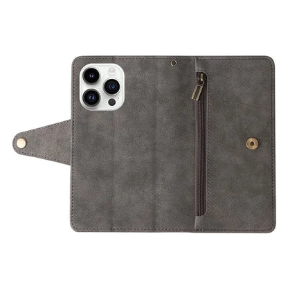 For iPhone 15 Pro Max Shockproof Phone Cover Rivet Decor PU Leather Case Stand Phone Shell Wallet