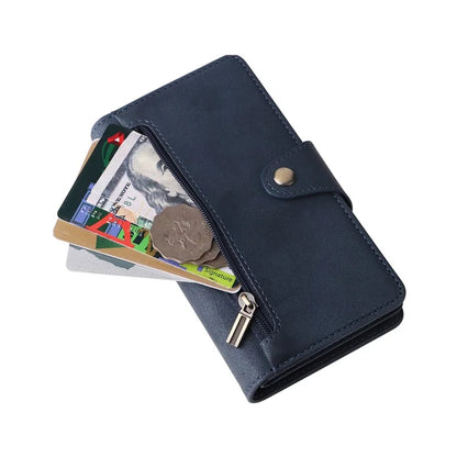 For iPhone 15 Plus Wallet Rivet Decor PU Leather Case Stand Phone Cover