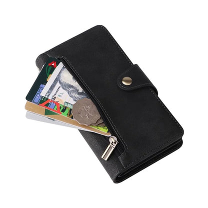 For iPhone 15 Plus Wallet Rivet Decor PU Leather Case Stand Phone Cover