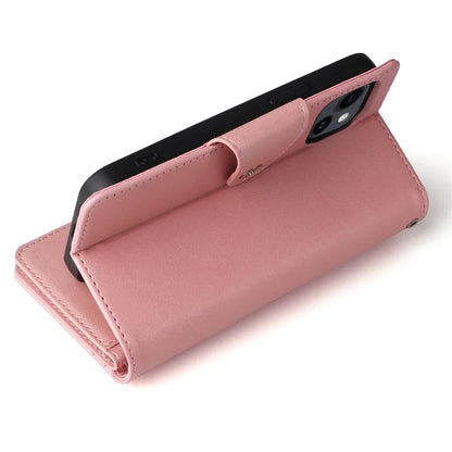 For iPhone 15 Plus Wallet Rivet Decor PU Leather Case Stand Phone Cover