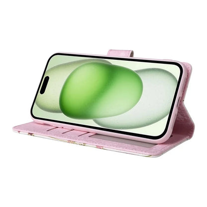 For iPhone 15 Plus Case Lacquered RFID Blocking PU Leather Wallet Phone Cover