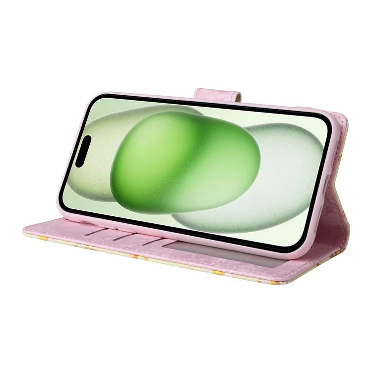 For iPhone 15 Plus Case Lacquered RFID Blocking PU Leather Wallet Phone Cover