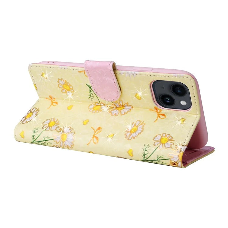 For iPhone 15 Plus Case Lacquered RFID Blocking PU Leather Wallet Phone Cover