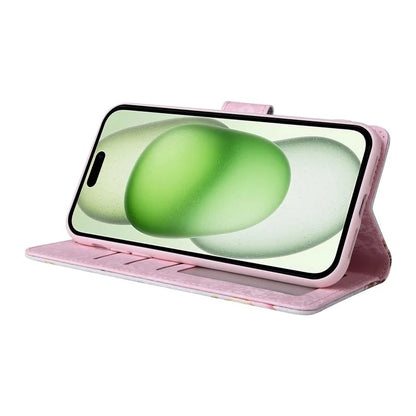 For iPhone 15 Plus Case Lacquered RFID Blocking PU Leather Wallet Phone Cover