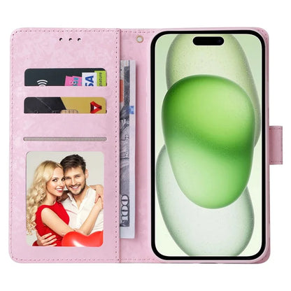 For iPhone 15 Plus Case Lacquered RFID Blocking PU Leather Wallet Phone Cover