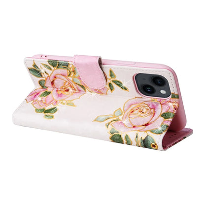 For iPhone 15 Cell Phone Case Lacquered RFID Blocking PU Leather Stand Cover