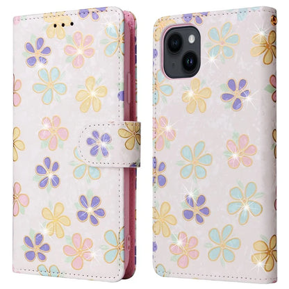 For iPhone 15 Cell Phone Case Lacquered RFID Blocking PU Leather Stand Cover