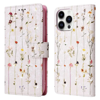 For iPhone 15 Pro Cell Phone Case Lacquered RFID Blocking Leather Flip Cover
