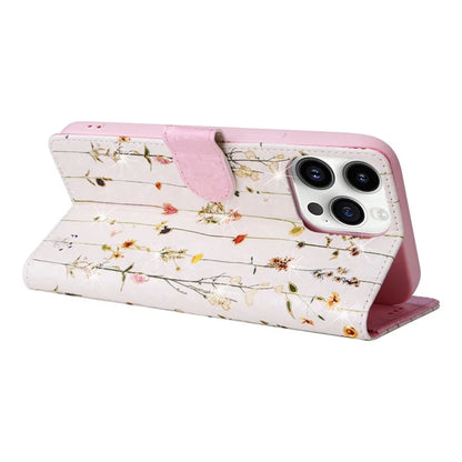 For iPhone 15 Pro Cell Phone Case Lacquered RFID Blocking Leather Flip Cover