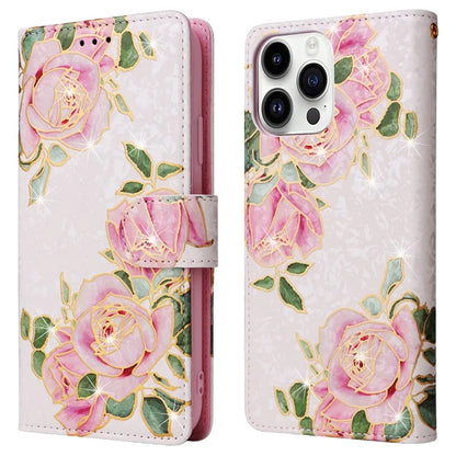 For iPhone 15 Pro Cell Phone Case Lacquered RFID Blocking Leather Flip Cover