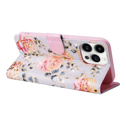 For iPhone 15 Pro Cell Phone Case Lacquered RFID Blocking Leather Flip Cover