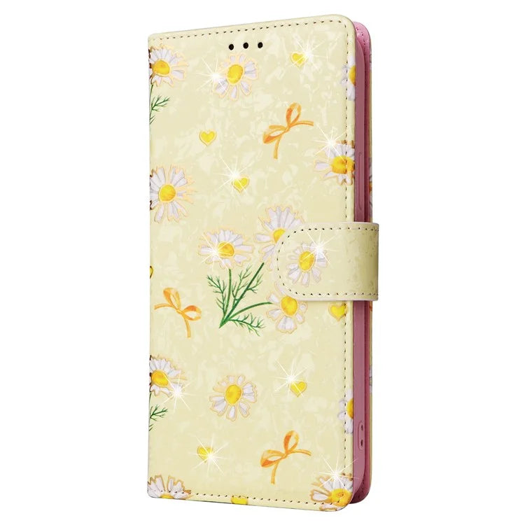 For iPhone 15 Pro Max Lacquered Phone Case RFID Blocking Leather Flip Cover