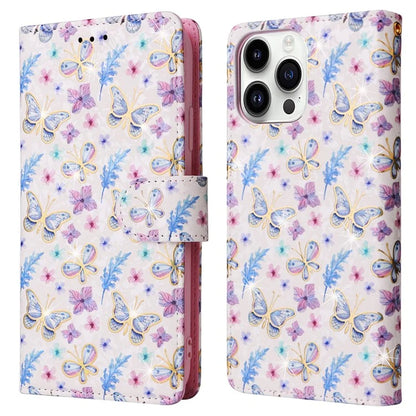 For iPhone 15 Pro Max Lacquered Phone Case RFID Blocking Leather Flip Cover