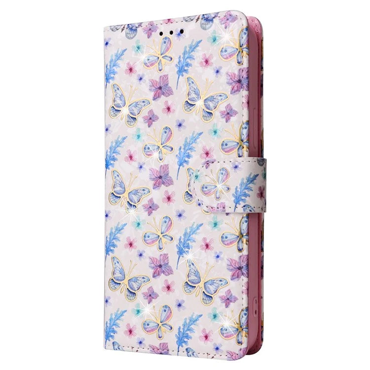For iPhone 15 Pro Max Lacquered Phone Case RFID Blocking Leather Flip Cover