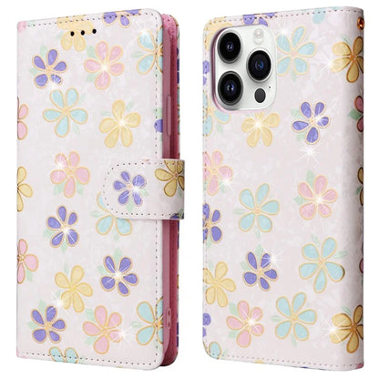 For iPhone 15 Pro Max Lacquered Phone Case RFID Blocking Leather Flip Cover