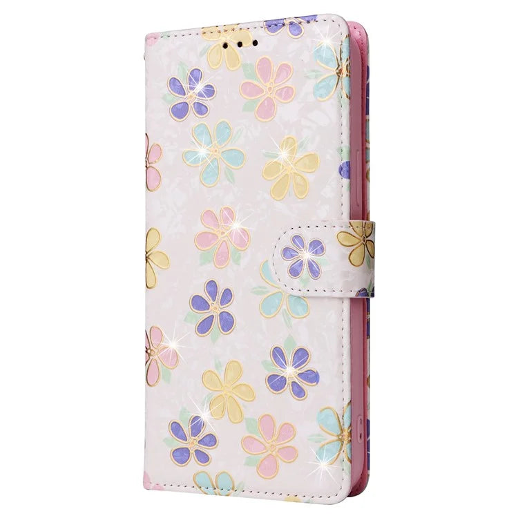 For iPhone 15 Pro Max Lacquered Phone Case RFID Blocking Leather Flip Cover