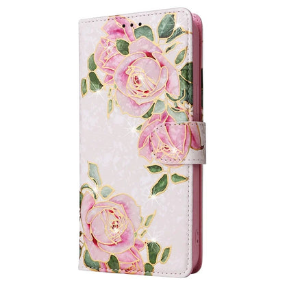 For iPhone 15 Pro Max Lacquered Phone Case RFID Blocking Leather Flip Cover