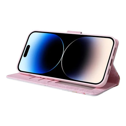 For iPhone 15 Pro Max Lacquered Phone Case RFID Blocking Leather Flip Cover