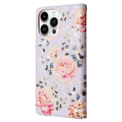 For iPhone 15 Pro Max Lacquered Phone Case RFID Blocking Leather Flip Cover