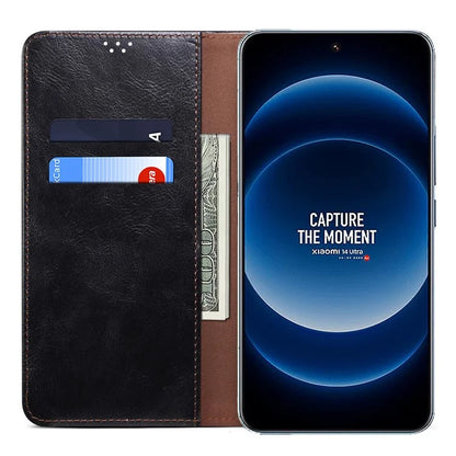 For Xiaomi 14 Ultra Leather Case Waxy Crazy Horse Texture Wallet Phone Cover