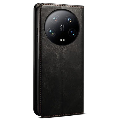 For Xiaomi 14 Ultra Leather Case Waxy Crazy Horse Texture Wallet Phone Cover