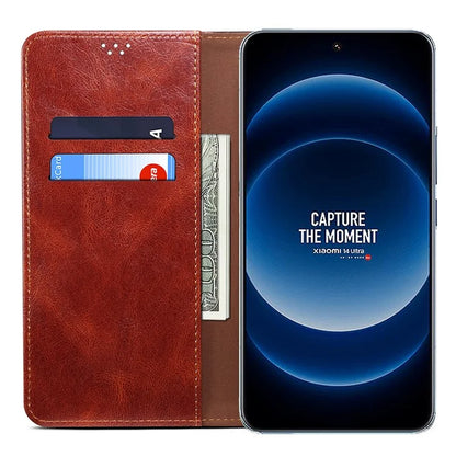 For Xiaomi 14 Ultra Leather Case Waxy Crazy Horse Texture Wallet Phone Cover