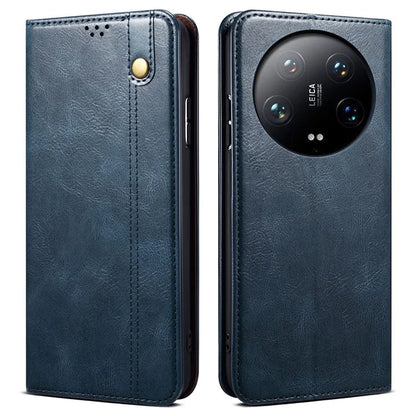 For Xiaomi 14 Ultra Leather Case Waxy Crazy Horse Texture Wallet Phone Cover