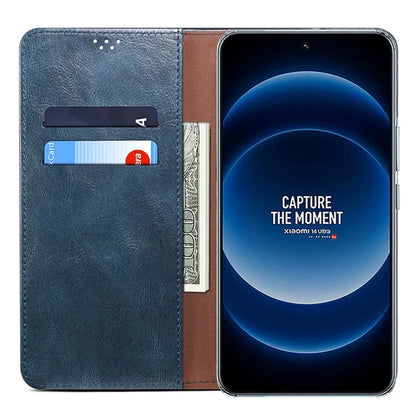 For Xiaomi 14 Ultra Leather Case Waxy Crazy Horse Texture Wallet Phone Cover