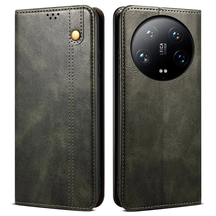 For Xiaomi 14 Ultra Leather Case Waxy Crazy Horse Texture Wallet Phone Cover