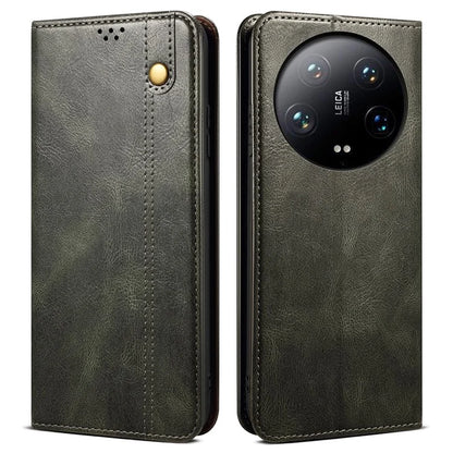 For Xiaomi 14 Ultra Leather Case Waxy Crazy Horse Texture Wallet Phone Cover