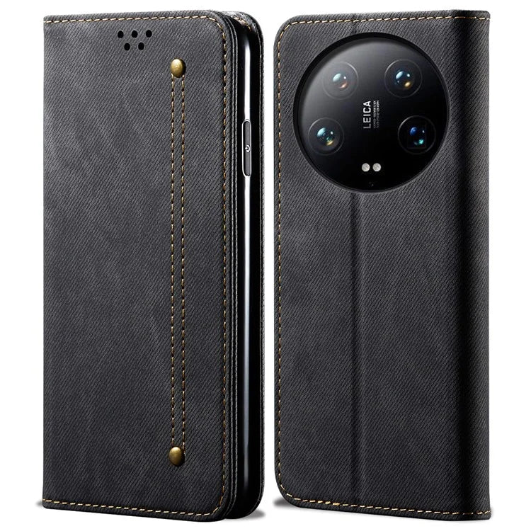 For Xiaomi 14 Ultra Cell Phone Cases Jeans Cloth Texture Leather Cover