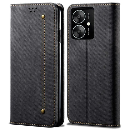 For Xiaomi Poco M6 5G / Redmi 13C 5G / 13R 5G Flip Phone Case Jeans Cloth Texture Leather Cover
