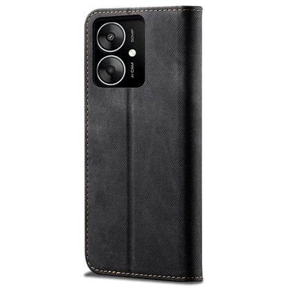 For Xiaomi Poco M6 5G / Redmi 13C 5G / 13R 5G Flip Phone Case Jeans Cloth Texture Leather Cover