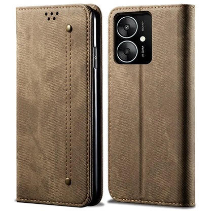 For Xiaomi Poco M6 5G / Redmi 13C 5G / 13R 5G Flip Phone Case Jeans Cloth Texture Leather Cover
