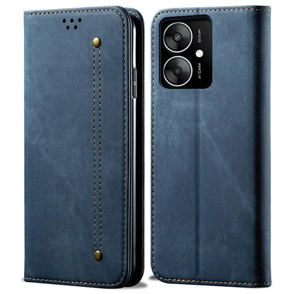 For Xiaomi Poco M6 5G / Redmi 13C 5G / 13R 5G Flip Phone Case Jeans Cloth Texture Leather Cover