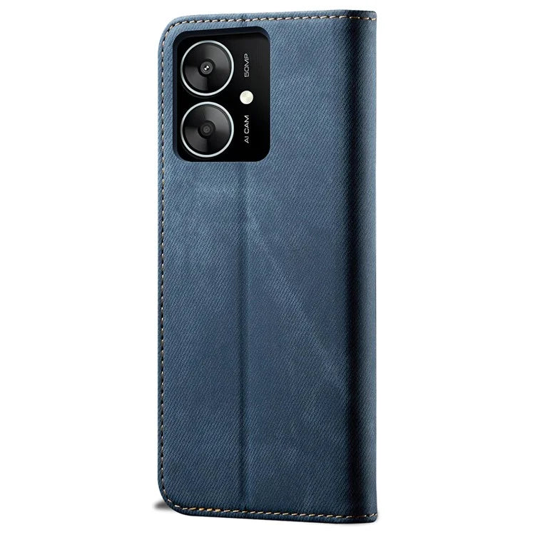 For Xiaomi Poco M6 5G / Redmi 13C 5G / 13R 5G Flip Phone Case Jeans Cloth Texture Leather Cover