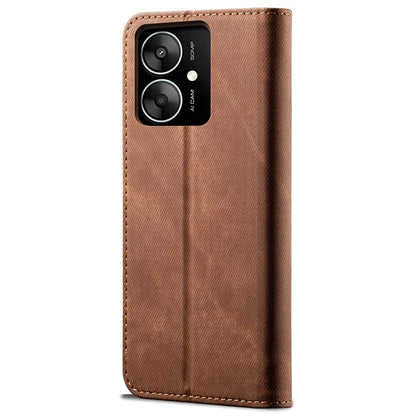 For Xiaomi Poco M6 5G / Redmi 13C 5G / 13R 5G Flip Phone Case Jeans Cloth Texture Leather Cover