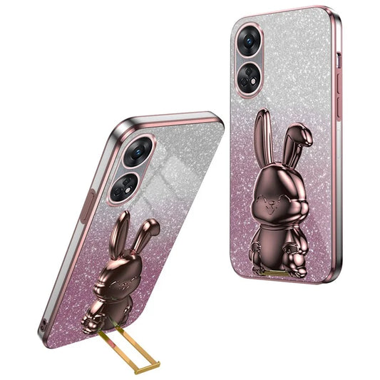 For Oppo Reno8 T 4G Cell Phone Case Glitter Pull-out Kickstand PC+TPU Drop Protection Cover