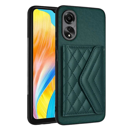 YB Leather Coating Series-8 for Oppo A18 4G / A38 4G Case Card Holder Phone Cover RFID Blocking Shell