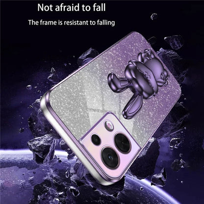 Cell Phone Case for Oppo Reno8 5G (Global Version) , PC+TPU Cute Rabbit Kickstand Cover