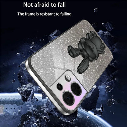 Cell Phone Case for Oppo Reno8 5G (Global Version) , PC+TPU Cute Rabbit Kickstand Cover
