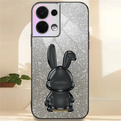 Cell Phone Case for Oppo Reno8 5G (Global Version) , PC+TPU Cute Rabbit Kickstand Cover