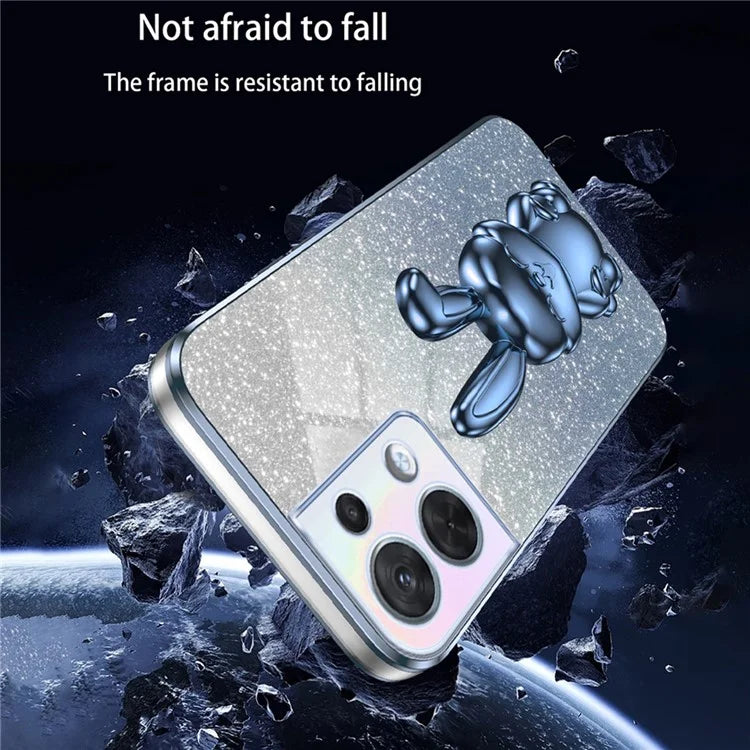 Cell Phone Case for Oppo Reno8 5G (Global Version) , PC+TPU Cute Rabbit Kickstand Cover