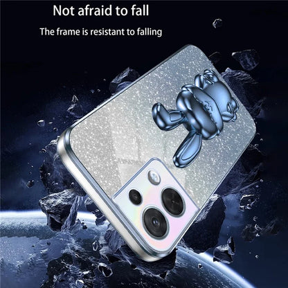 Cell Phone Case for Oppo Reno8 5G (Global Version) , PC+TPU Cute Rabbit Kickstand Cover