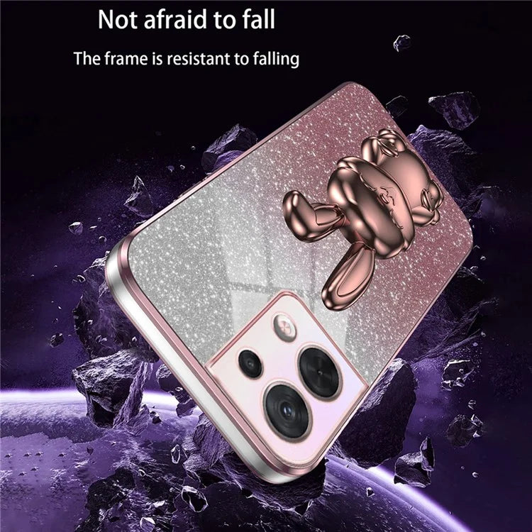 Cell Phone Case for Oppo Reno8 5G (Global Version) , PC+TPU Cute Rabbit Kickstand Cover